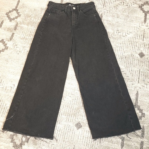 Zara Denim - Zara women's Black Wide Leg Jeans sz 2